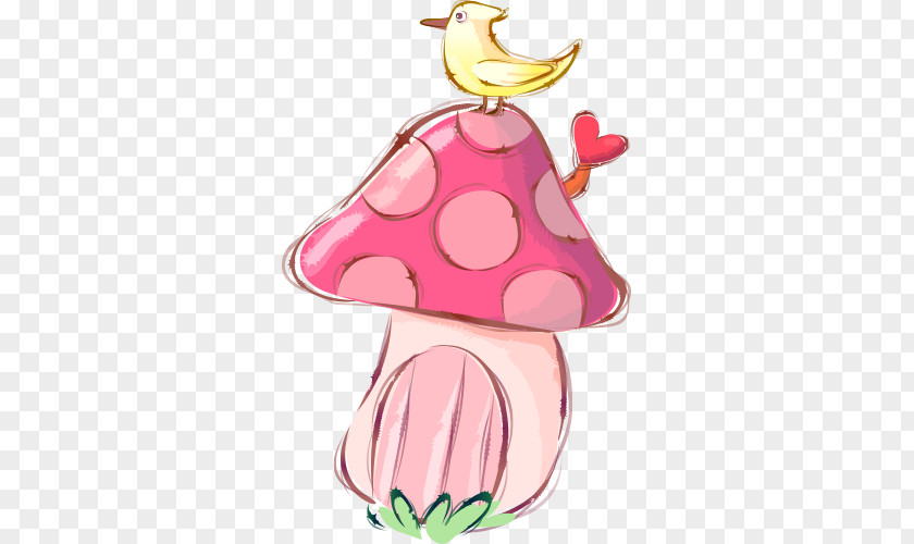Hand Painted Pink Mushroom Picture Illustration PNG
