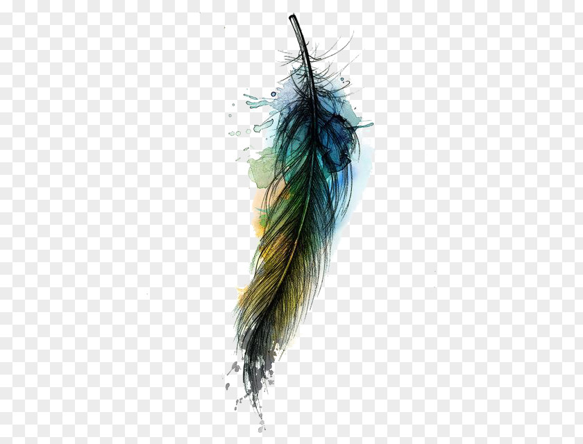 Kerosene Watercolor Painting Feather Tattoo Drawing PNG