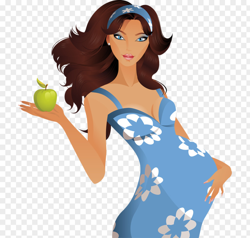 Pregnant Women Eating Apple Infant Woman Illustration PNG