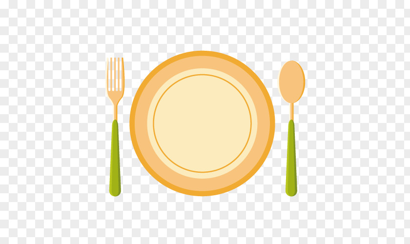 Vector Cartoon Plate Cutlery Fork Spoon PNG