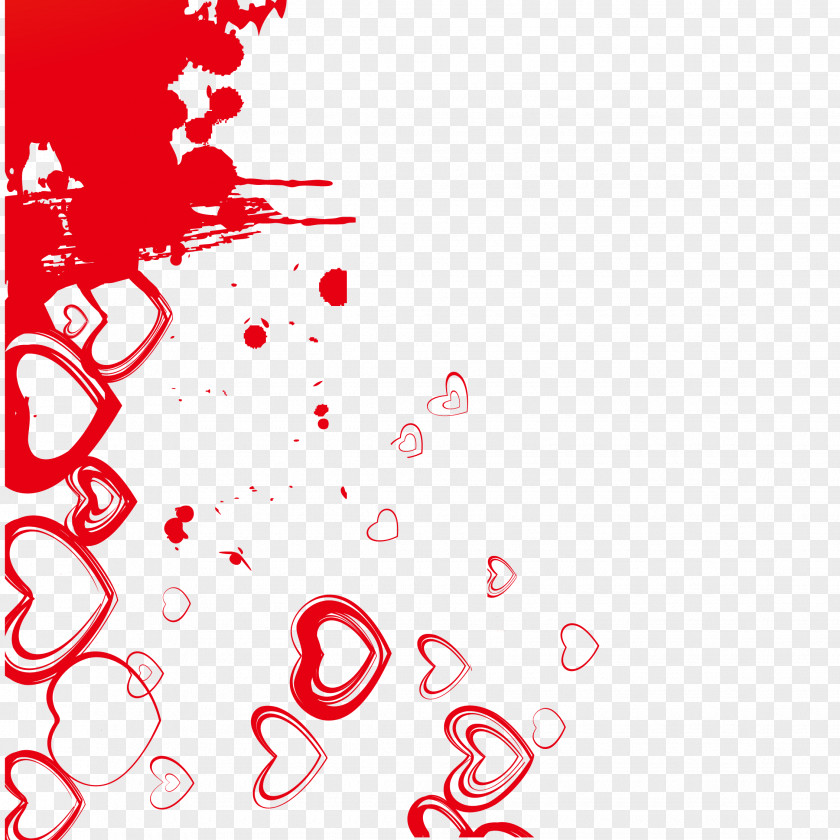 Red Ink Heart Background Vector Material PNG