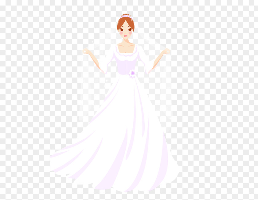 Wedding Dress Gown Woman Cartoon Fairy Illustration PNG