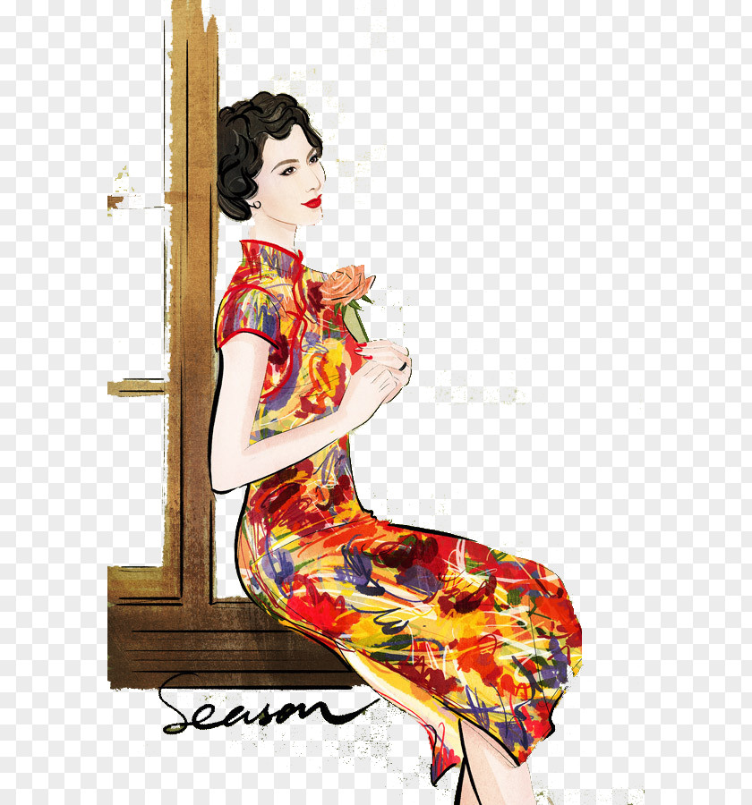 Robes Women Cheongsam Illustration PNG