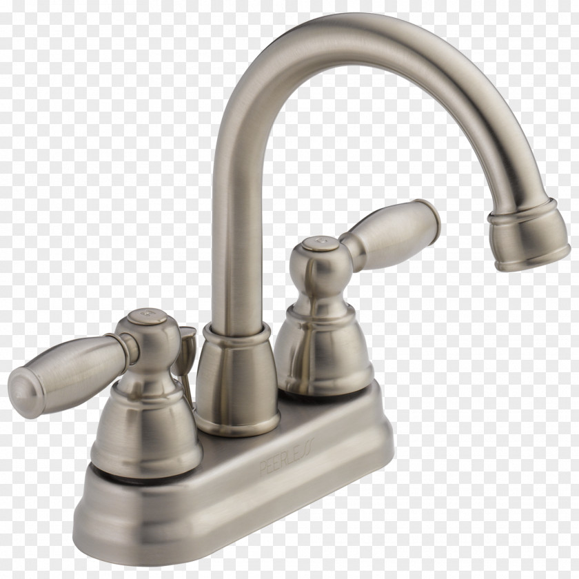 Sink Tap Brushed Metal Moen Bathroom PNG