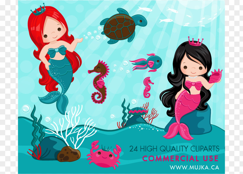 Cute Mermaid Cliparts Under The Sea Clip Art PNG