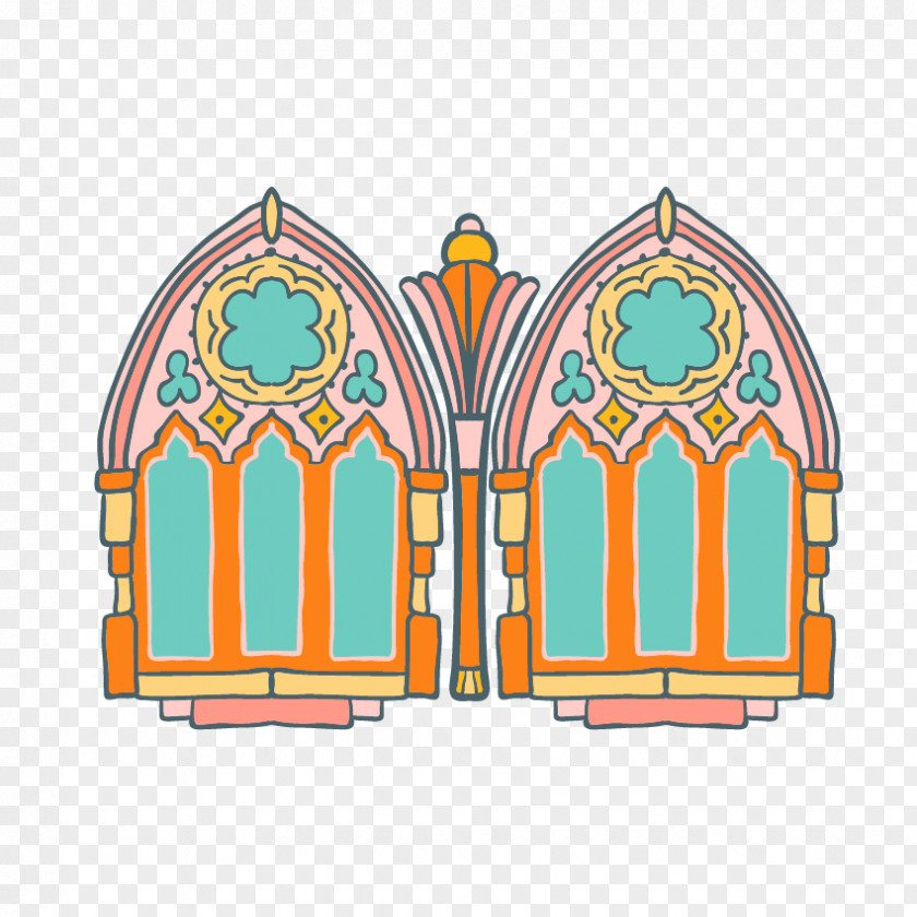 Hand-painted Church Windows Window Facade PNG