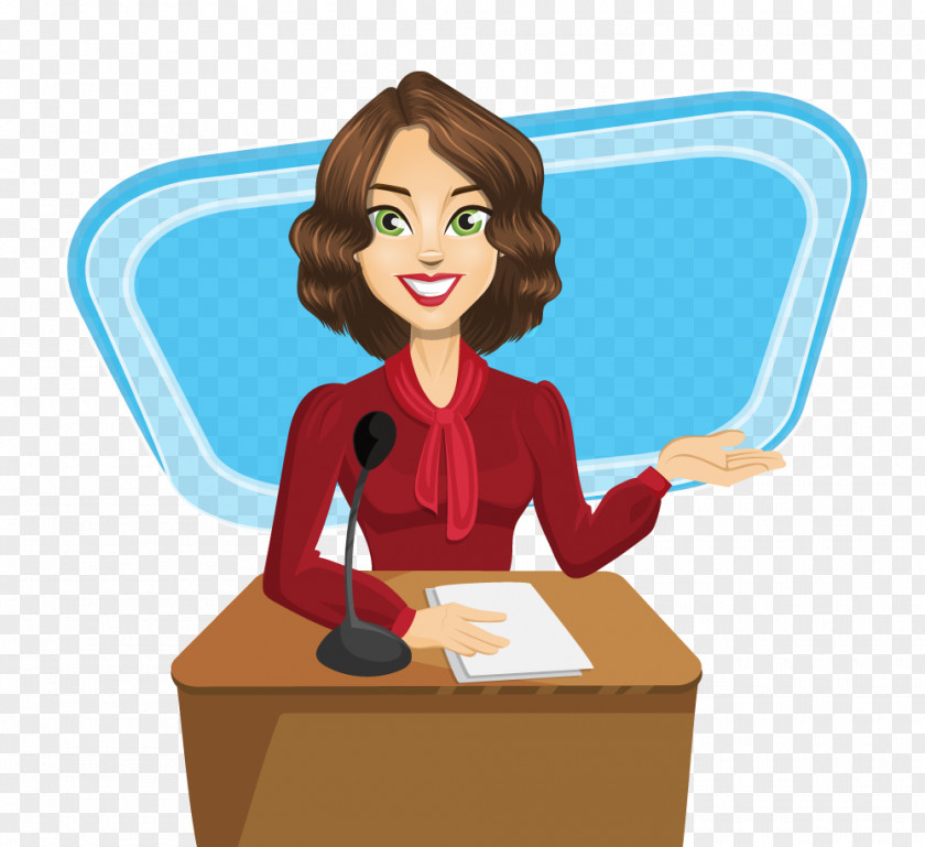 Reporter Drawing Spokesperson Cartoon Clip Art PNG