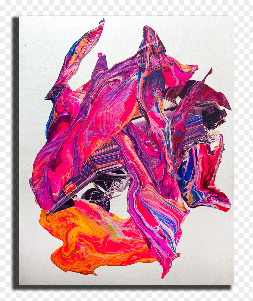 Rainbow Dream Modern Art Acrylic Paint Magenta Resin PNG