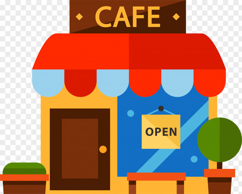 Cartoon Color Coffee House Cafe Restaurant PNG