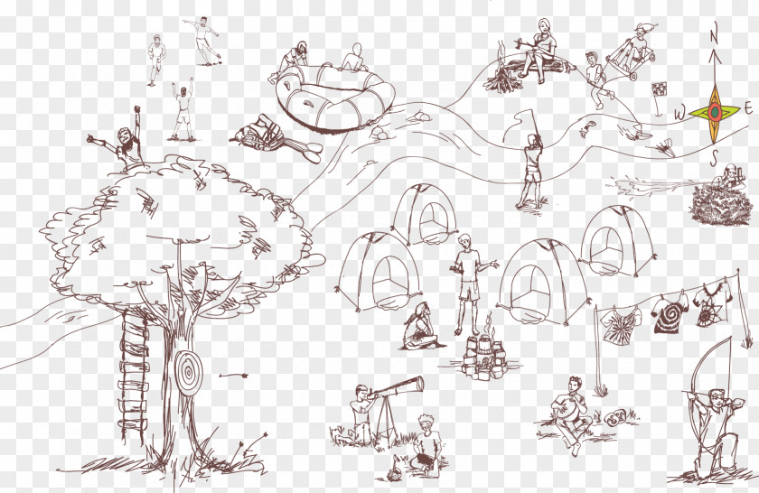 Summer Camp Camping Tent Sketch PNG