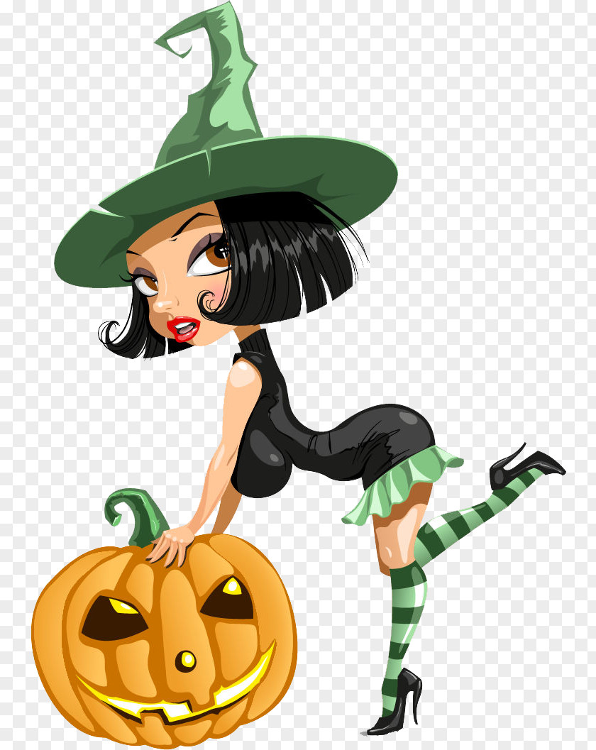 Green Witch Cartoon Drawing Illustration PNG