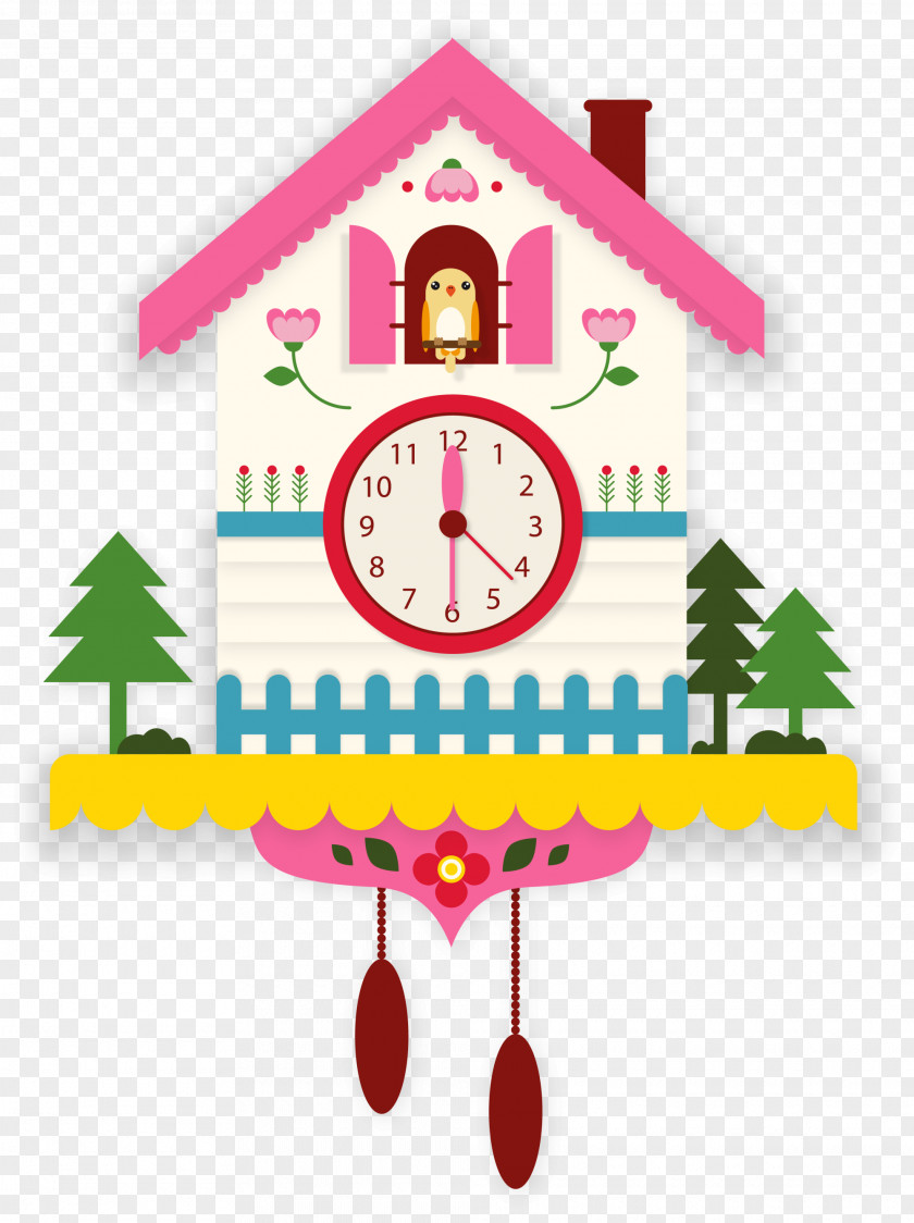 Pink Cartoon Clock Nest Cuckoo Euclidean Vector Cuckoos Bird PNG