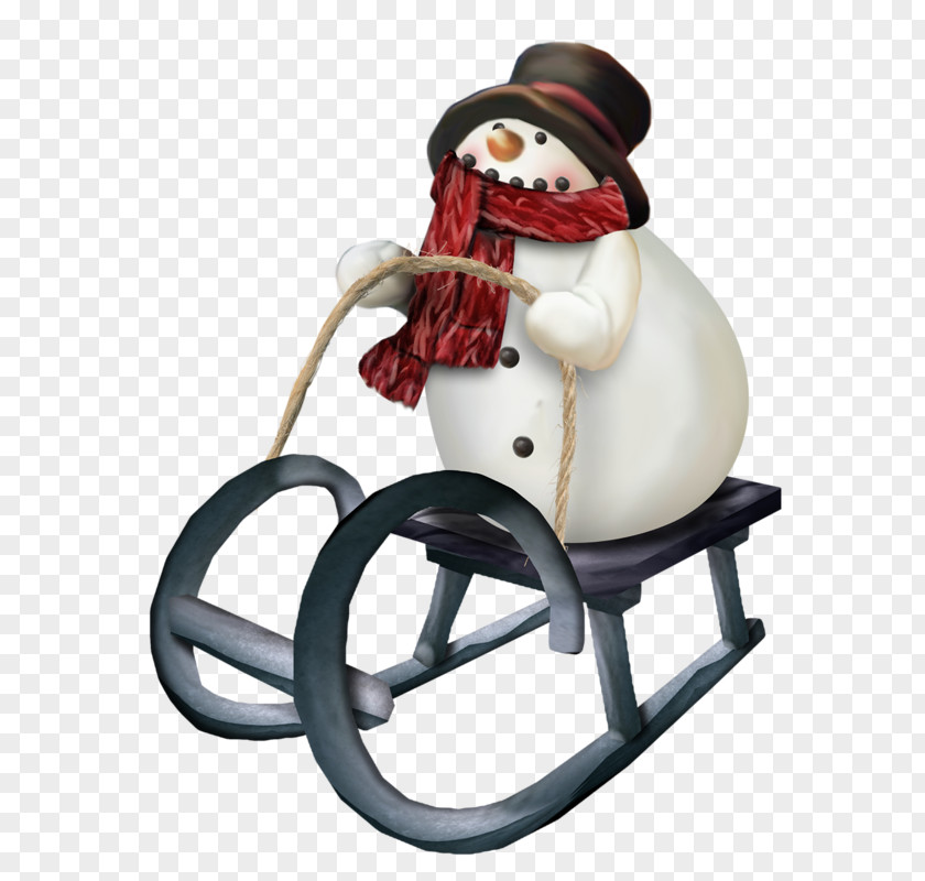 Snowman Skiing Sled Winter PNG