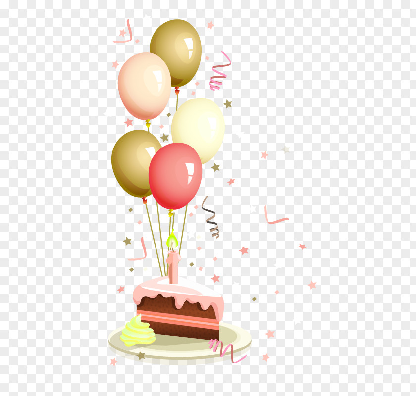 Balloon Decoration Ribbons Birthday Cake Wish Party PNG