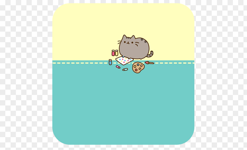 Cat Cartoon Turquoise PNG