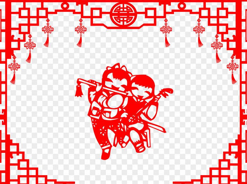 Chinese New Year Decorative Sticker Creative Matting Free HD Public Holiday Papercutting Paper Cutting Lunar PNG