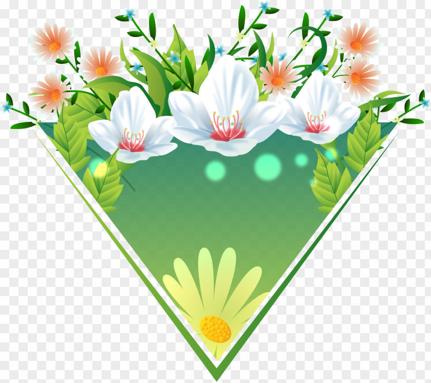 Decorative Floral Pattern Vector Triangle Labels Design Flower PNG