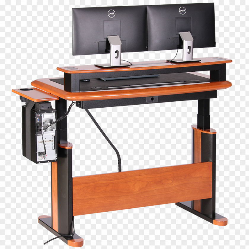 Wood Desktop Caddy Standing Desk Table Computer Office PNG