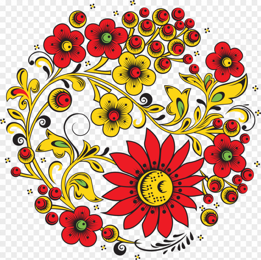 Embroidery Russia Khokhloma Ornament PNG