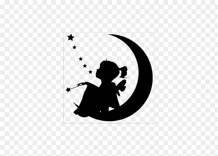 Moon Silhouette Tinker Bell Star Wall Decal PNG