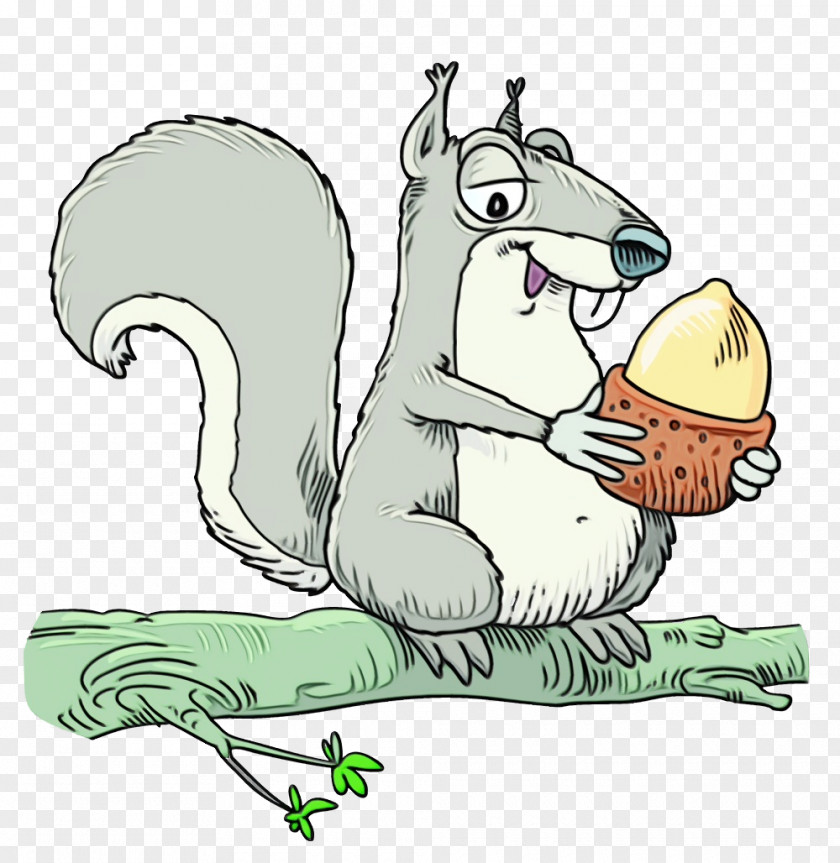 Cartoon Squirrel Rat Tail Grey PNG