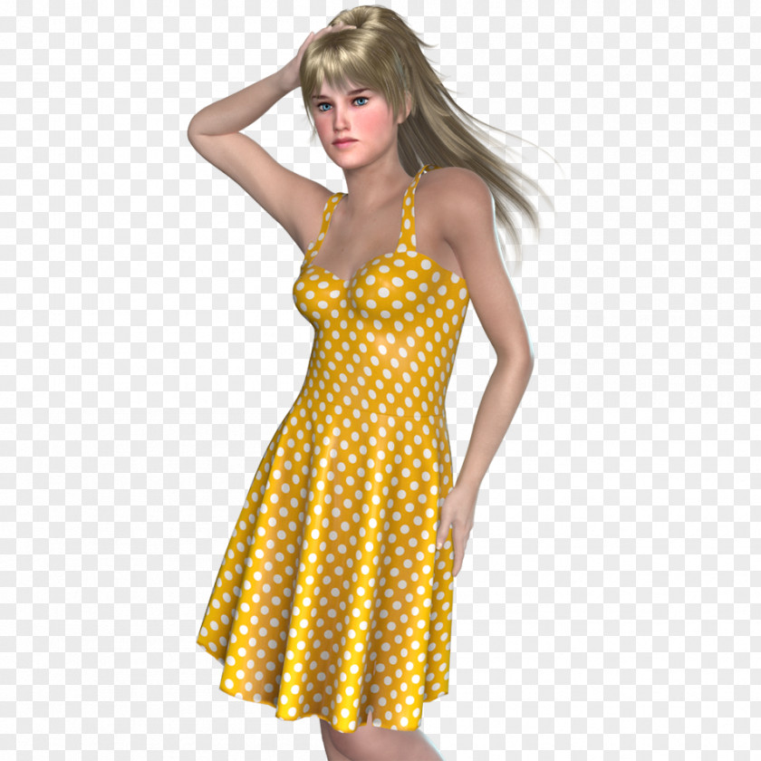 Summer Clothing Polka Dot Shoulder Cocktail Dress PNG