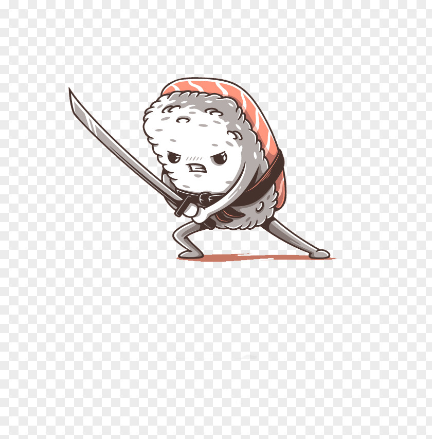 Samurai Balls Sushi Food Cartoon Illustration PNG