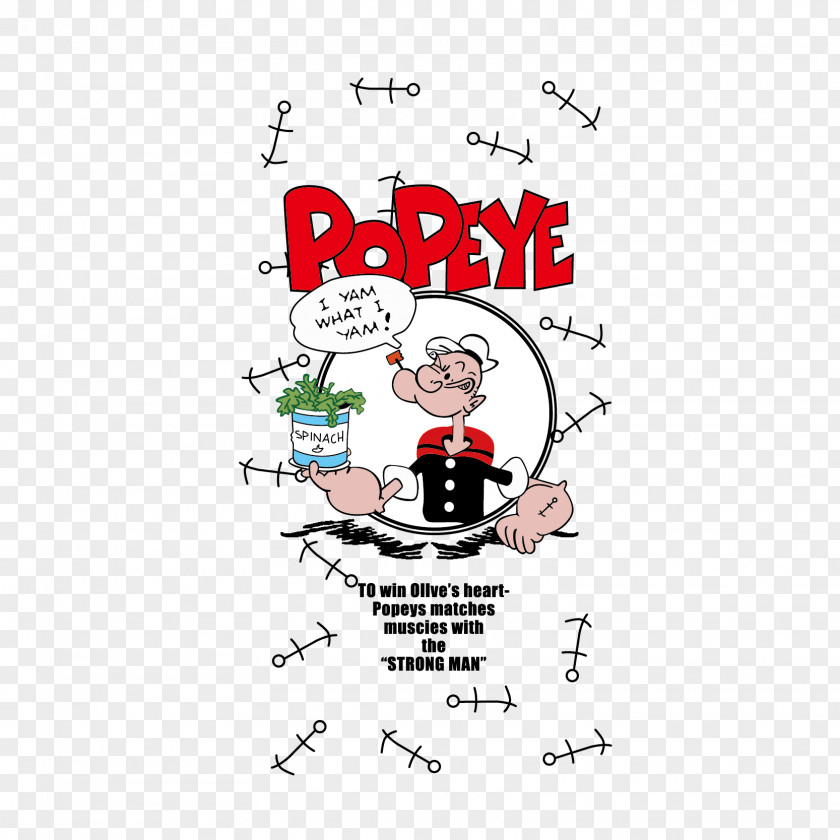 Vector Hand-painted Cartoon Fish Bones Material Popeye T-shirt Betty Boop PNG