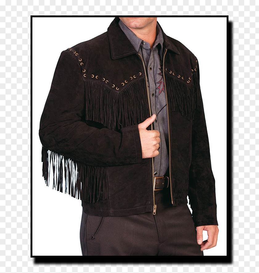 Continental Fringe Leather Jacket Coat Suede PNG