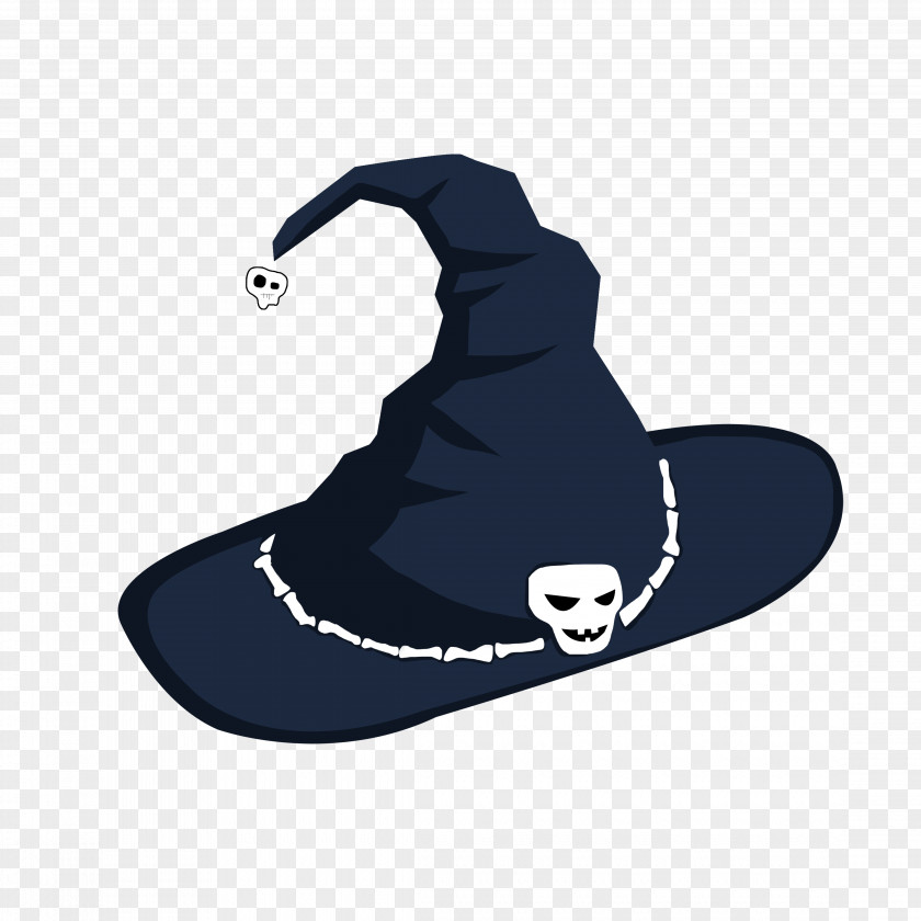 Hand-painted Halloween Skeleton Witch Hat PNG