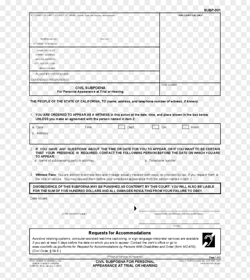 Civil Disobedience Document Subpoena Deposition Law Court PNG
