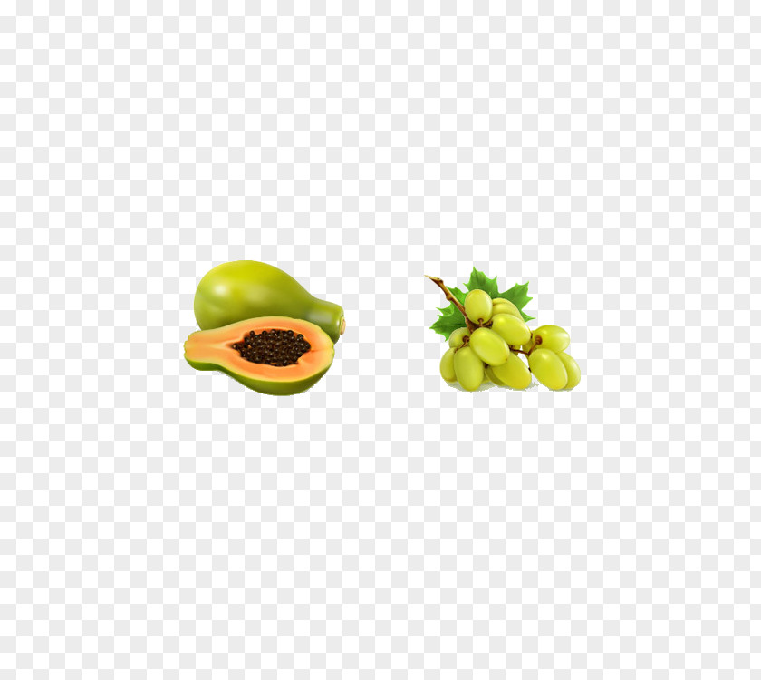 Papaya And Grapes Auglis Download Grape Clip Art PNG