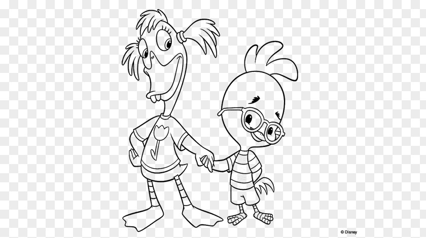 Chicken Little Abby Mallard Cadabby Line Art Drawing Coloring Book PNG