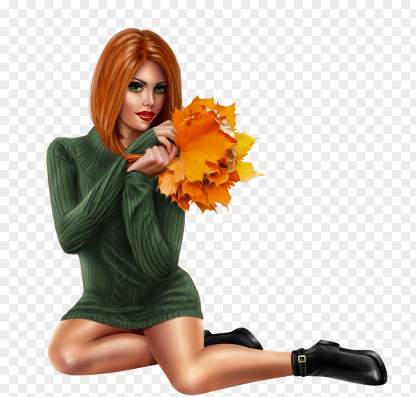 Woman Autumn Drawing Clip Art PNG