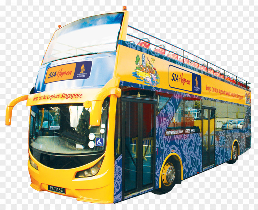 Bus Double-decker Singapore Airlines Tour Service PNG