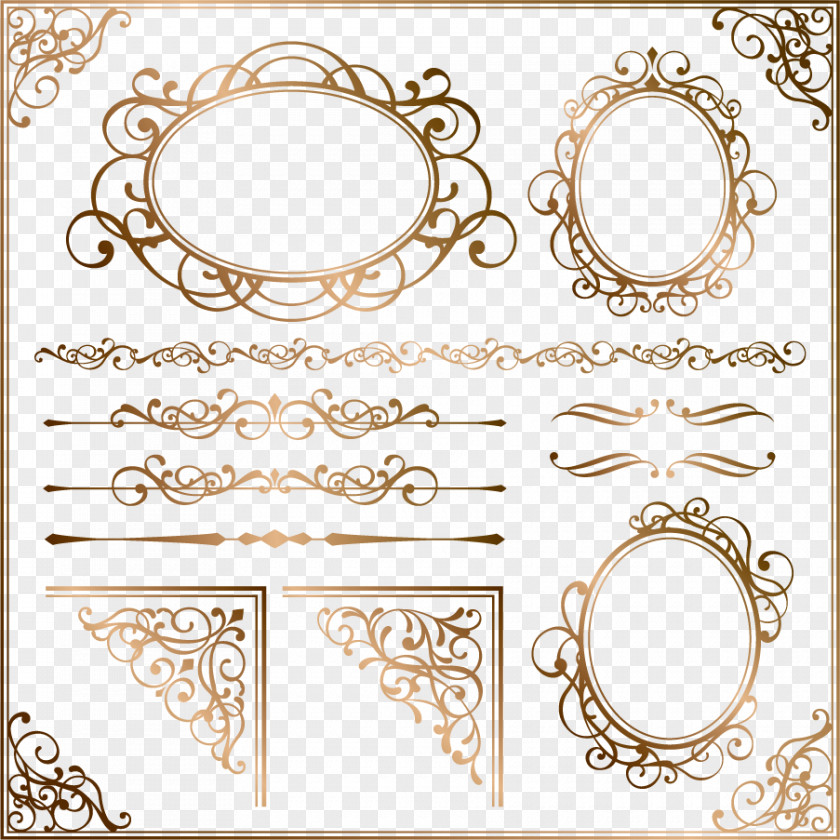 European Gold Border Pattern Ornament Picture Frame Euclidean Vector Clip Art PNG