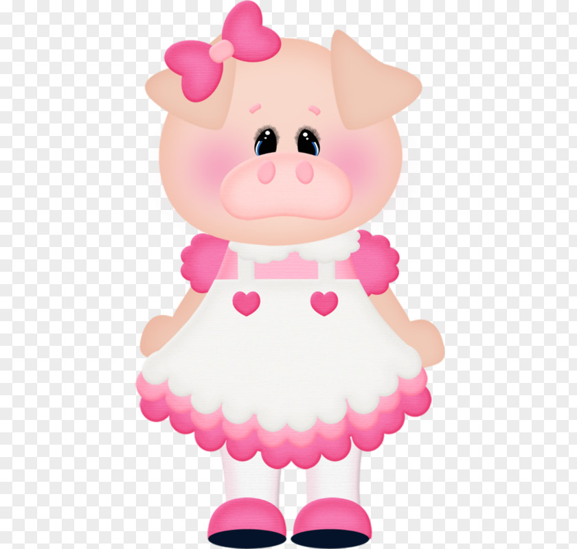 Domestic Pig Mummy Girl PNG pig , Cute little pig, wearing dress illustration clipart PNG