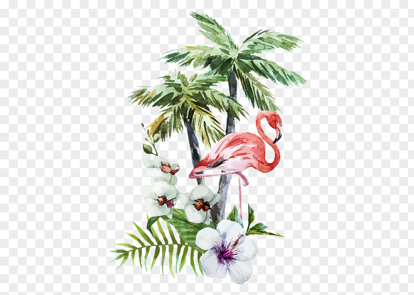 Tropical Flowers Tropics Wallpaper Palm Trees Wall Decal PNG