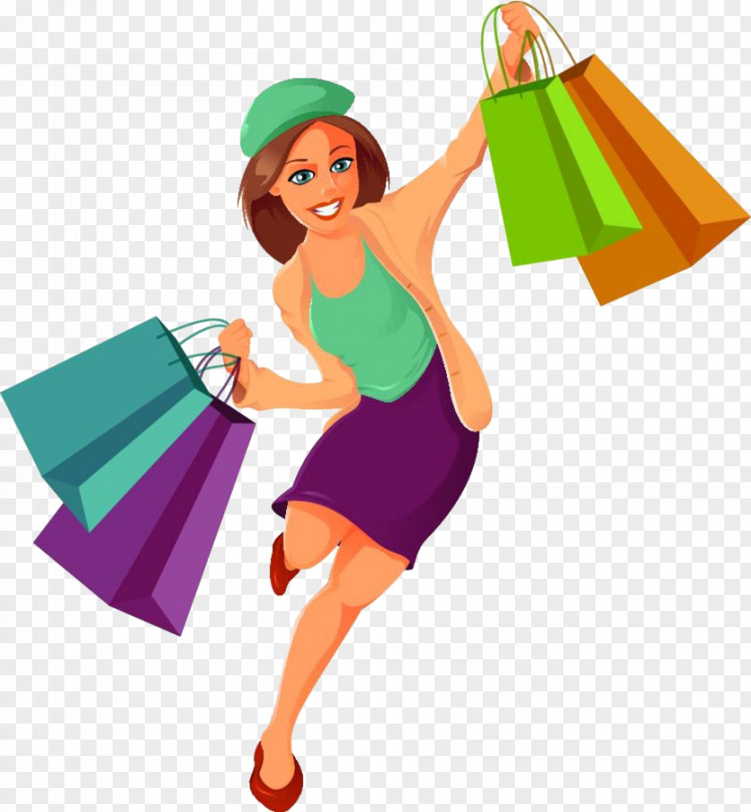 Bag Skipping Lady Drawing Cartoon Illustration PNG