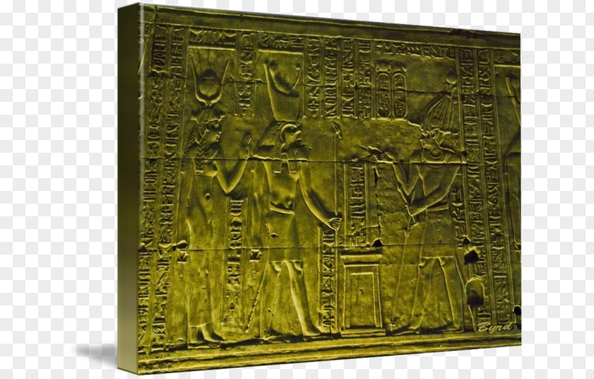 Egyptian Temple Of Edfu Relief Carving Bronze 01504 PNG