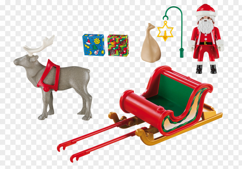 Santa Sleigh Reindeer Claus Playmobil Christmas Sled PNG
