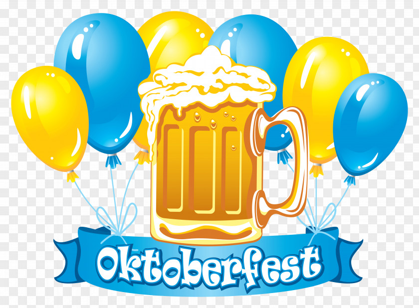 Oktoberfest Blue Banner With Balloons And Beers Clipart Image Celebrations Beer Clip Art PNG