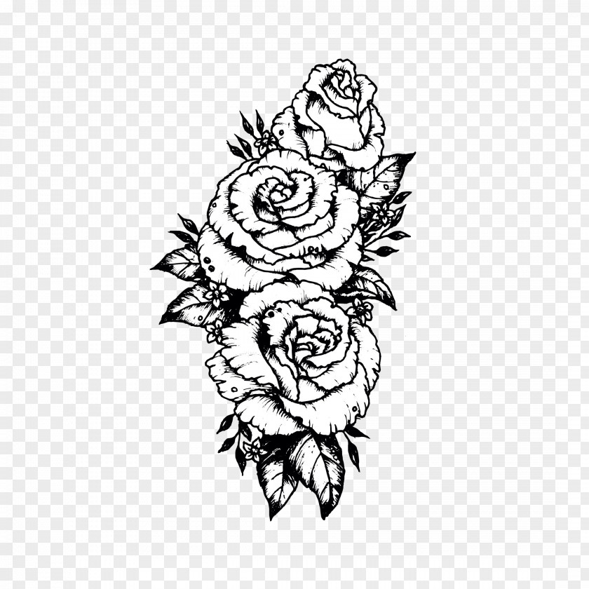 Rose Sleeve Tattoo Drawing Sketch PNG