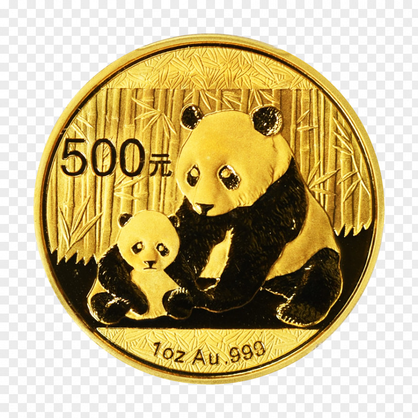 Gold Giant Panda Chinese Coin Bullion PNG