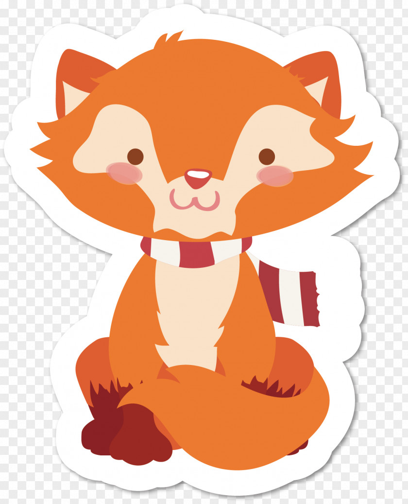Cartoon Fox Vector Red Drawing Sticker PNG