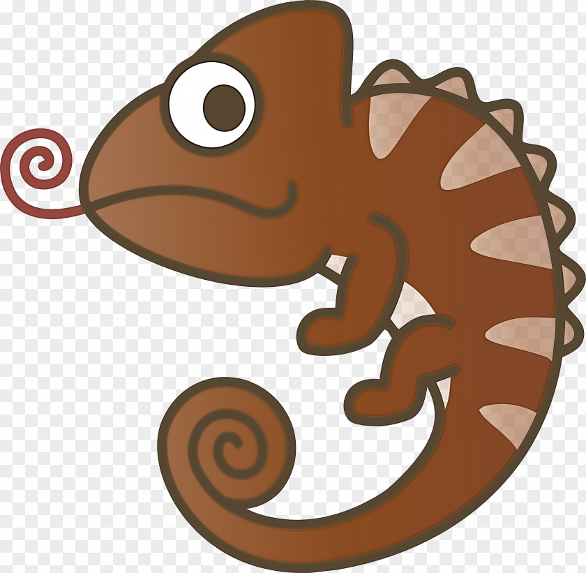 Cartoon Lizard Brown Chameleon Gecko PNG