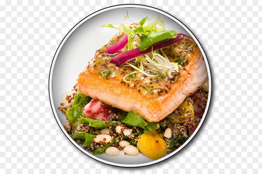 SALMON Vegetarian Cuisine Food Dish Salad Leaf Vegetable PNG