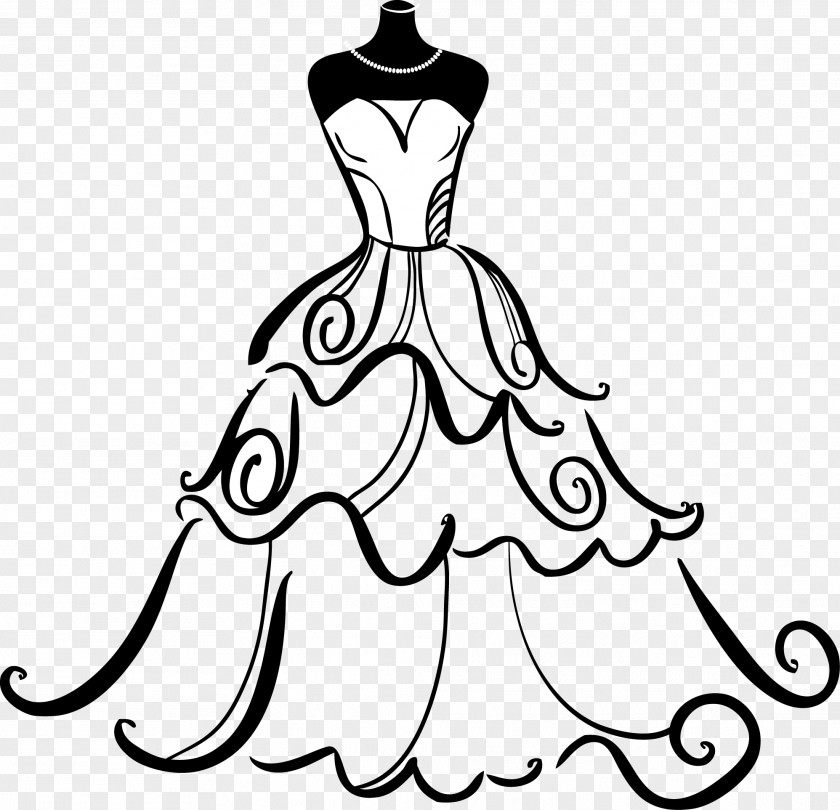 Vector Wedding Dress Gown Bride Clip Art PNG
