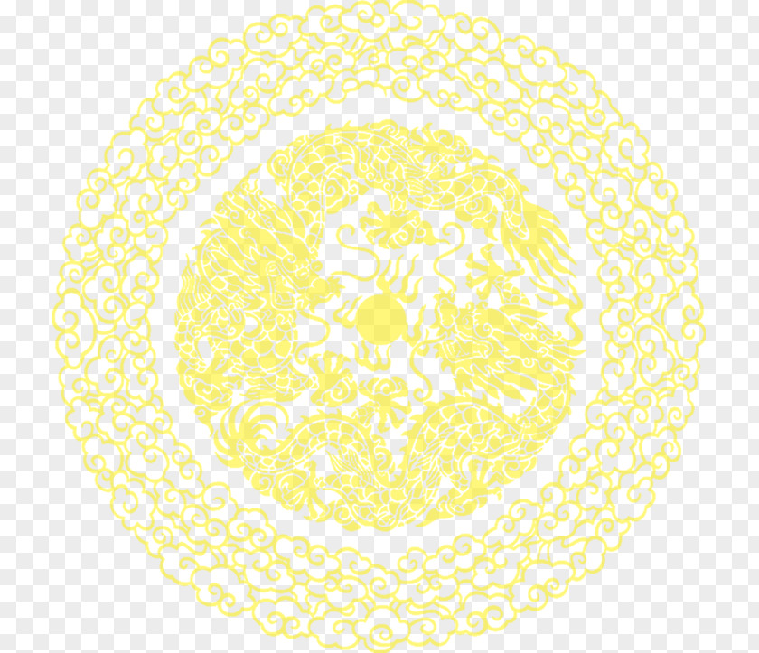 Yellow Retro Circle Pattern Material PNG
