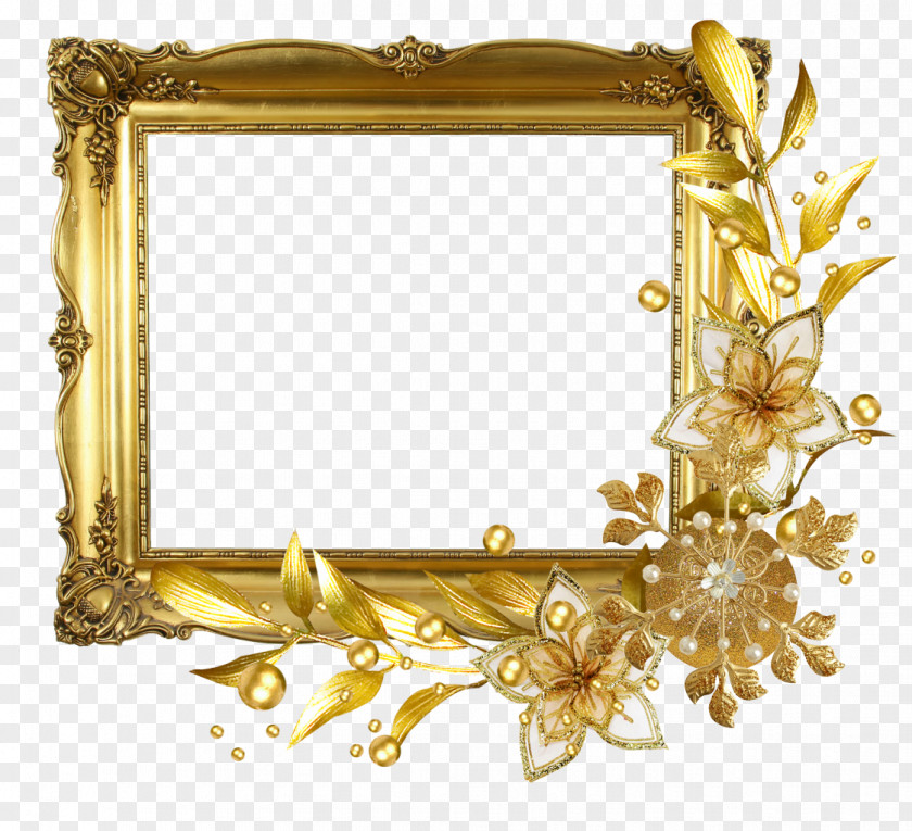 Brown Frame Flower Drawing Gold Clip Art PNG